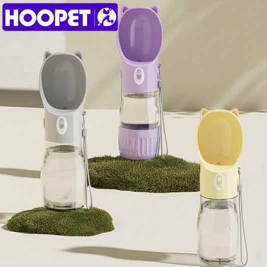 HOOPET Portable Water Dispenser Feeder Dog Bottle Drinker Cat Leak-proof Food Container Pet Travel 2 In 1 Accessories