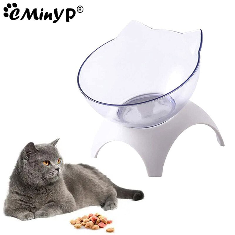 Cat Raised Stand Feeding Bowl Transparent Plastic Pet Food Water Feeder Bowl Cats Products for Pets Dog Bowl with Stand