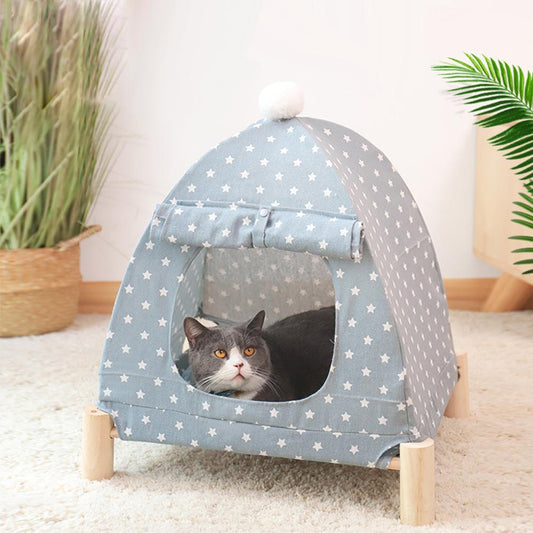 Cat Dog Kennel Pet Camp Bed Small Tent Summer Breathable Removable Washable Cat Mat House Pets Supplies