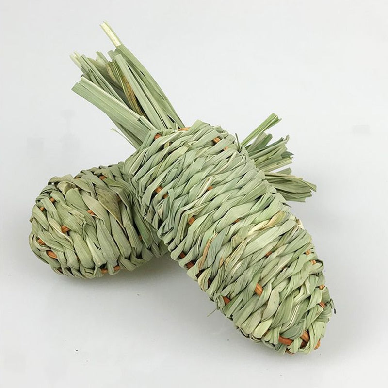 1Pc Rabbit Chew Toys Grass Woven Natural Rabbit Hamster Chew Bite Grind Sticks Guinea Pig Molar Tooth Cleaning Toy Pet Supplies