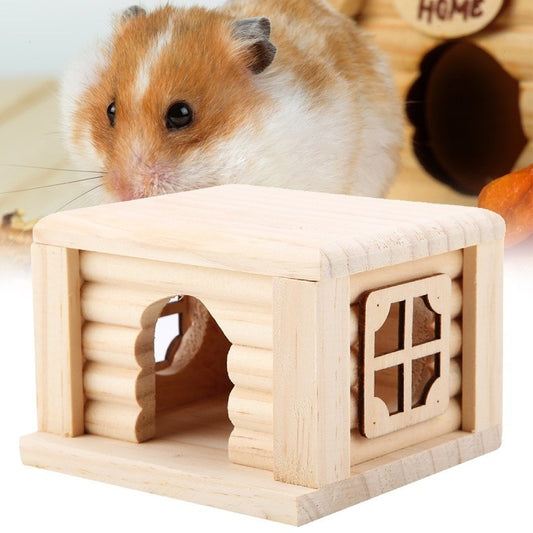 Pet Hamster Wooden House Hut Small Animal Rabbit Mouse Hideout Cage Gerbil Chalet Mice Room Nest Hamster Cage toy Supplies