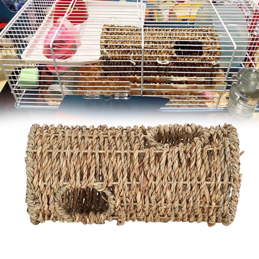 Hamster Grass Tunnel Toy Breathable Bite-Resistant Pet Nest Natural Water Grass Woven House For Parrots Hedgehog Chinchillas