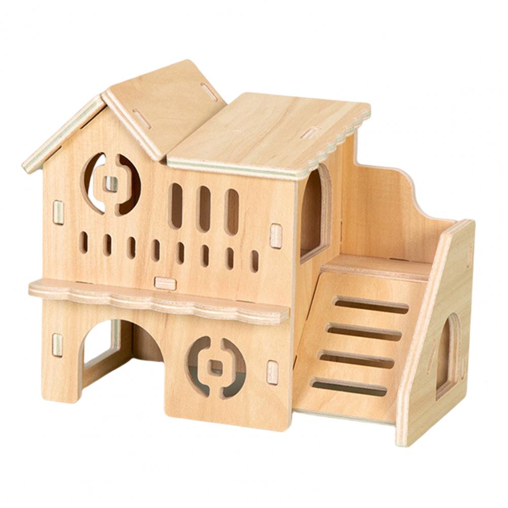 Sturdy Dwarf Hamsters House Harmless Pet Toy Solid Wood Hamster Funny Play House Toy