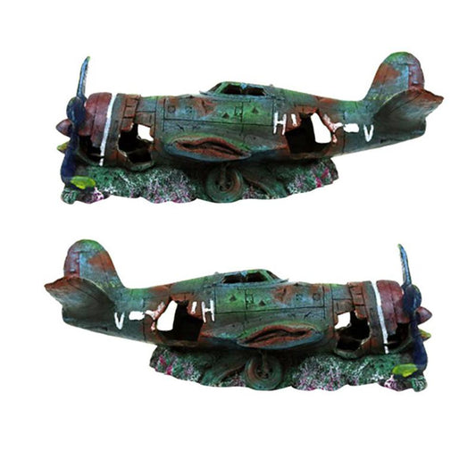 Artificial Plane Wreckage Ornament Shelter House Resin Craft For Aquarium Fish Tank Landscaping Decoration