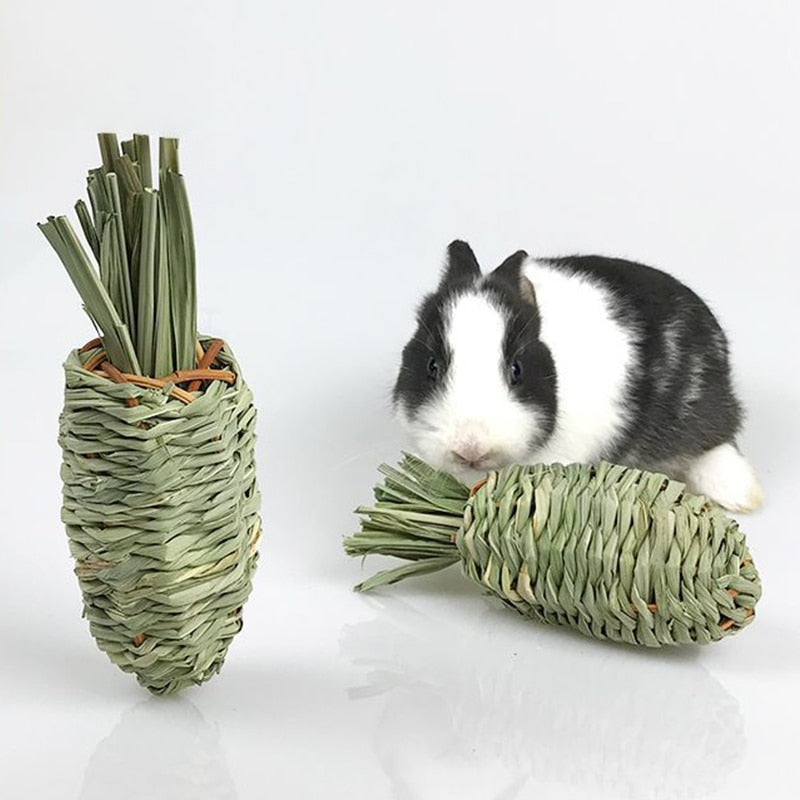 1Pc Rabbit Chew Toys Grass Woven Natural Rabbit Hamster Chew Bite Grind Sticks Guinea Pig Molar Tooth Cleaning Toy Pet Supplies