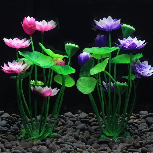 Aquarium Artificial Lotus Plants Decoration Fish Tank Landscaping Water Grass Ornaments Aquatic Simulated Flower Plant Supplies