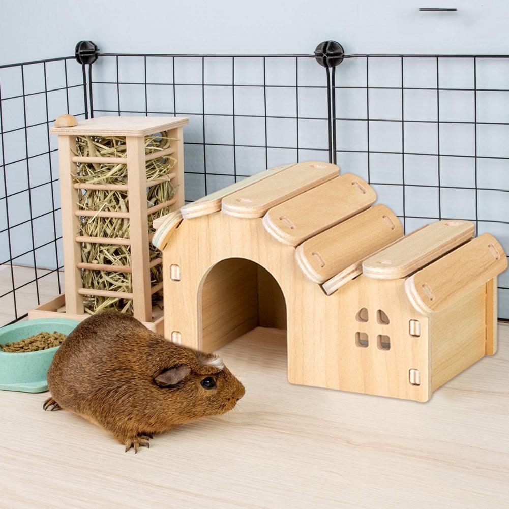 Sturdy Dwarf Hamsters House Harmless Pet Toy Solid Wood Hamster Funny Play House Toy