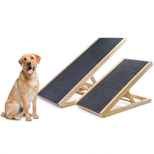 Pet Ramp Dog Ramp with Traction Mat Wooden Adjustable Pet Ladder for Dogs and Cats Easy Step to Car and Bed with Non-Slip Carpet