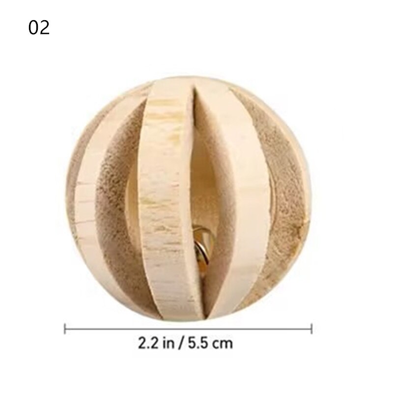 Cute Rabbit Roller Toys Natural Wooden Pine Dumbells Unicycle Bell Chew Toys for Guinea Pigs Rat Small Pet Molars Supplies