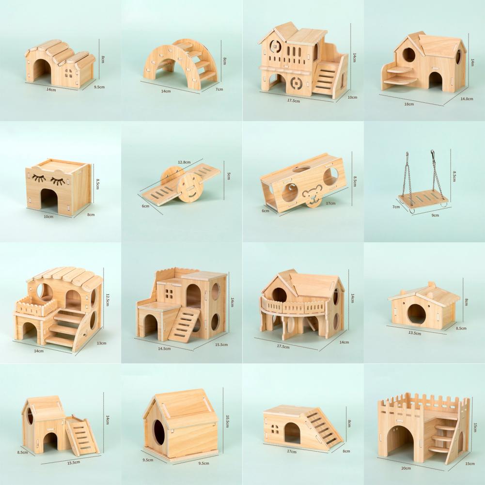 Sturdy Dwarf Hamsters House Harmless Pet Toy Solid Wood Hamster Funny Play House Toy