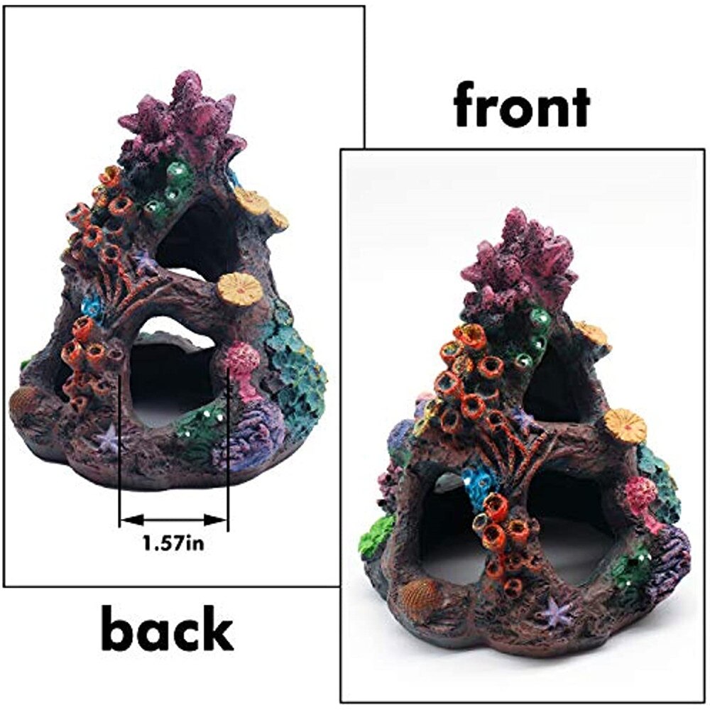 Aquarium Coral Reef Decoration Resin Fish Tank Mountain Cave Aquatic Landscape Ornament Betta Fish shelter Sleep Hide Play House