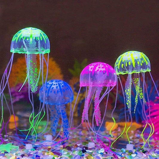 1PC Silicone Artificial Swim Glowing Effect Jellyfish Fish Tank Underwater Live Plant Luminous Ornament Aquatic Aquarium Decor