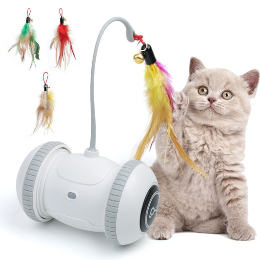 Smart Robotic Kitten Toys for Pets Interactive USB Rechargeable Automatic Sensor Cat Toy Self-Playing Electronic Feather Teaser