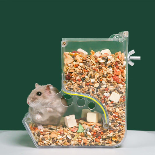 Pet Clear Automatic Feeder Food Dispenser Food Bowl Container For Hamster Chinchilla Rabbit Golden Bear