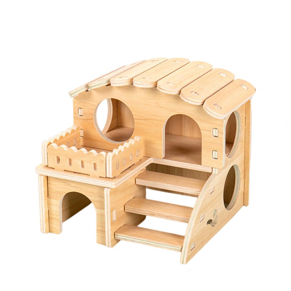 Sturdy Dwarf Hamsters House Harmless Pet Toy Solid Wood Hamster Funny Play House Toy