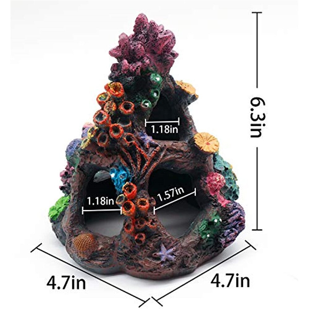 Aquarium Coral Reef Decoration Resin Fish Tank Mountain Cave Aquatic Landscape Ornament Betta Fish shelter Sleep Hide Play House