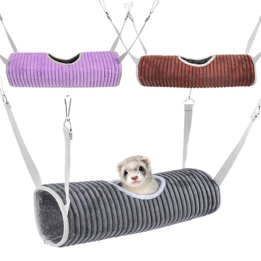 1PC Winter Warm Hamster Tunnel Hammock for Small Animals Sugar Glider Tube Swing Bed Nest Sleeping Bed Rat Ferret Toy Cage