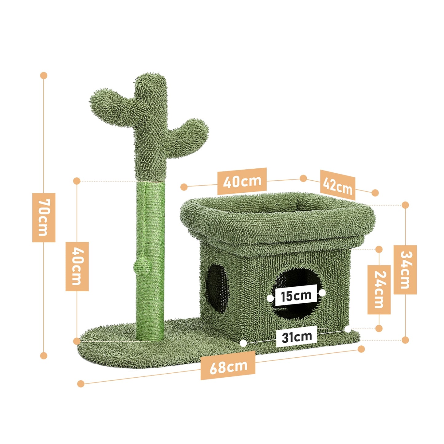 Cactus Cat Tree Cat Tower with Sisal Scratching Post Board for Indoor Cats Cat Condo Kitty Play House with Perch Basket Toy