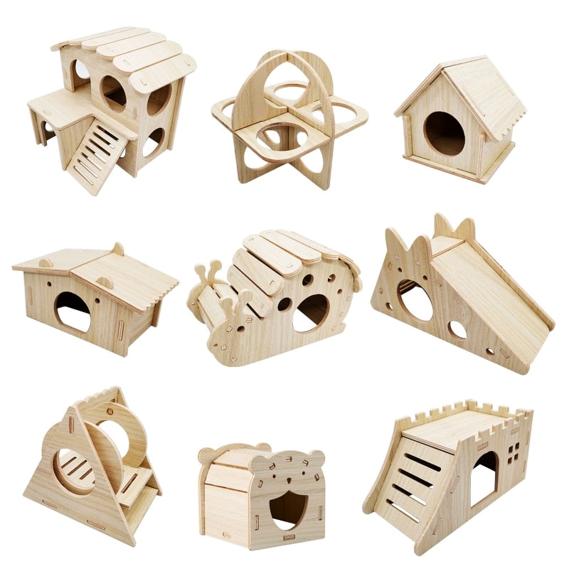 Hamster House Bottomless Design Small Pets Climbing Hideout Chew Toy for Syrian Hamster Easy to Assemble Habitat Decor