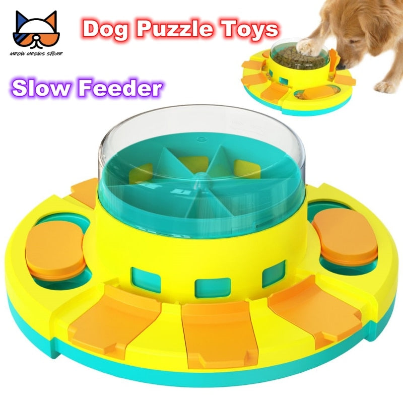 Dog Puzzle Toys Press Slow Feeder Interactive Games for Puppy IQ Trainning Treat Dispenser Food Leaker Bowl Advanced Level 2in1