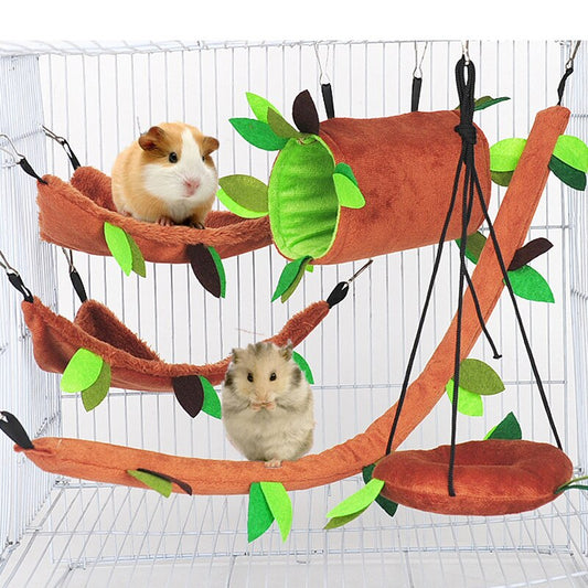 Flannel Pet Hammock Drill Barrel Hamsters Nest Guinea Pigs Small Pet Hanging Bed Comfortable Soft Cage Swing Accessories