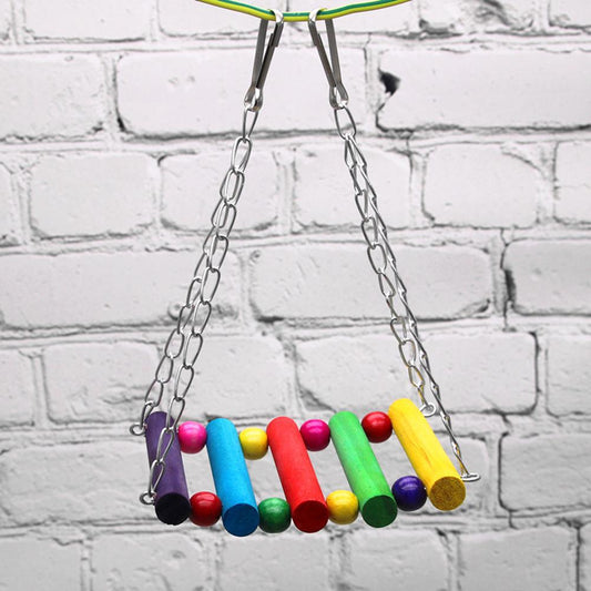Parrot Wooden Suspension Bridge Hammock Swing Stand Bar Chew Toys Bird Cage Accessories Bird Supplies