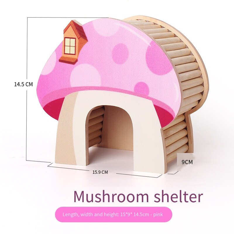 Colorful Cute Small Pet Wooden Shelter House Hamster Mushroom Sleeping House Rat Chinchillas Accessories