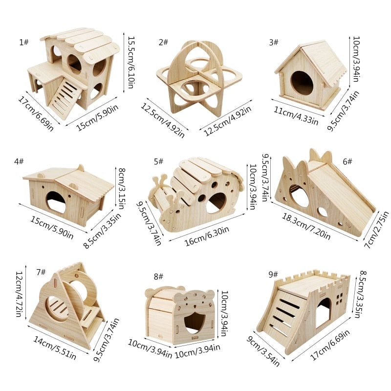 Hamster House Bottomless Design Small Pets Climbing Hideout Chew Toy for Syrian Hamster Easy to Assemble Habitat Decor