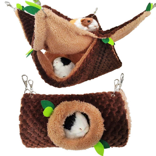 2pcs/set Plush Hanging Hammock Tunnel Hideout Warm Double-layer Pet Sleeping Bag Supplies