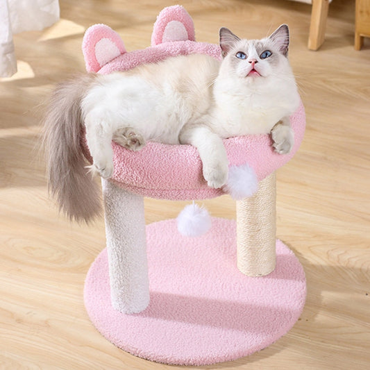 Cat Climbing Frame Three-layer Cat Tree House Rabbit Ear Cats Scratcher Cute Cats Scratch Board with Wool Ball Toy Pet Furniture