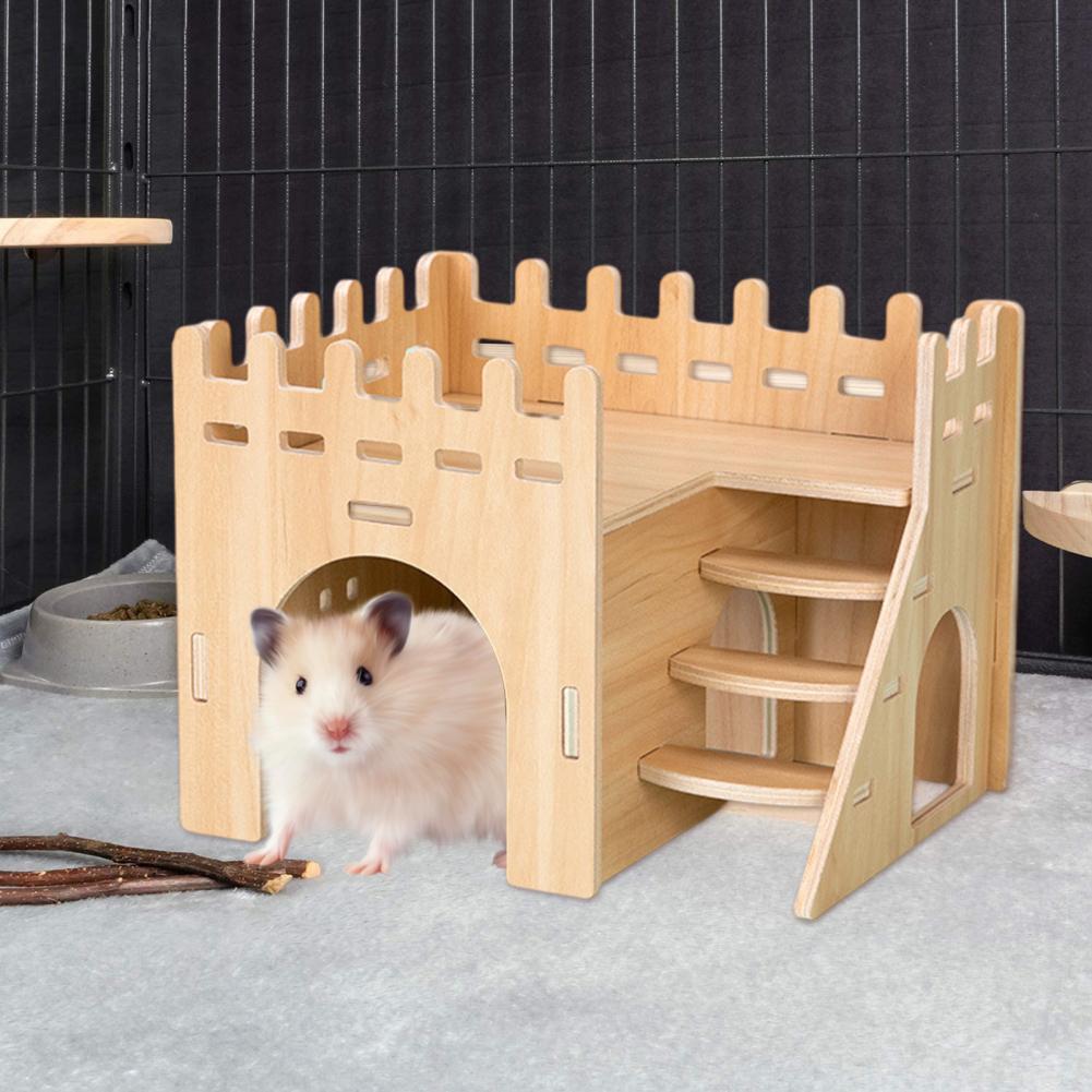 Sturdy Dwarf Hamsters House Harmless Pet Toy Solid Wood Hamster Funny Play House Toy