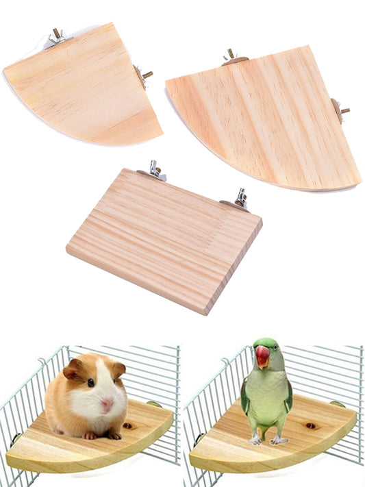 Parrot Bird Wood Perch Stand Platform Rectangle Fan-shaped Shelf Stand Board For Budgie Parakeet Cockatiel Hamster Gerbil Rat