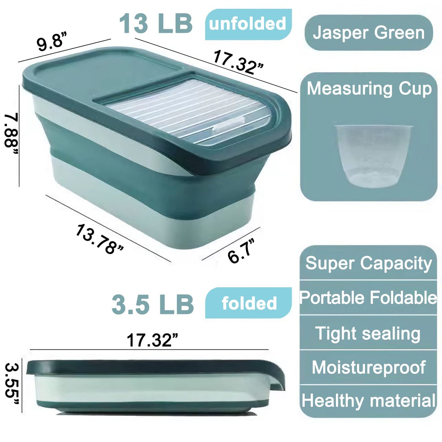 Collapsible Dog Food Storage Container 10-13 LB Large Pet Cat Food Containers Bin with Lids Foldable Kitchen Cereal Rice Storage