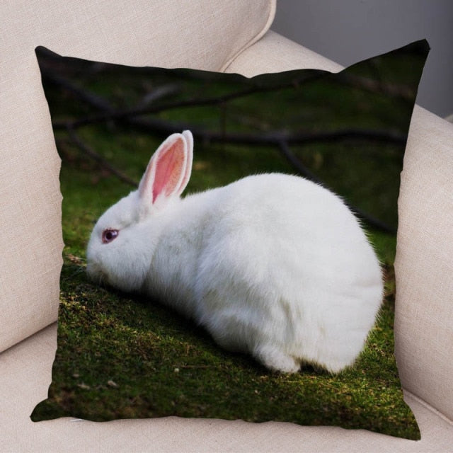 Cute Rabbit Bunny Cushion Cover Pillowcase Pillow Covers for Sofa Car Home Decor Pet Animal Pillow Cover Cotton Plush 45x45 cm