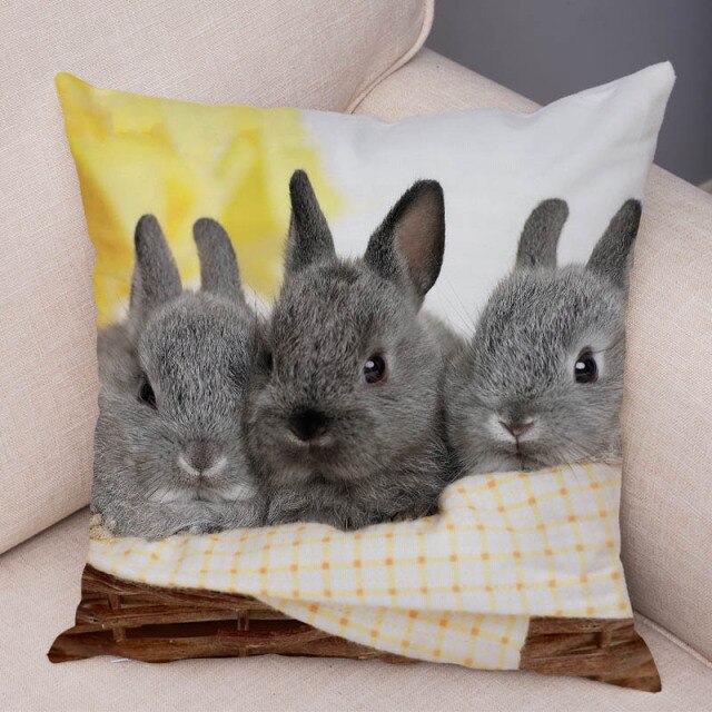 Cute Rabbit Bunny Cushion Cover Pillowcase Pillow Covers for Sofa Car Home Decor Pet Animal Pillow Cover Cotton Plush 45x45 cm