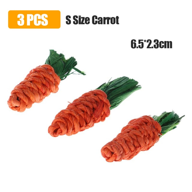 Carrot Shaped Rabbit Hamster Chew Bite Toys Rabbit Guinea Pig Molar Tooth Cleaning Toys Supplies Pet Toys 1pc/2pcs/3pcs
