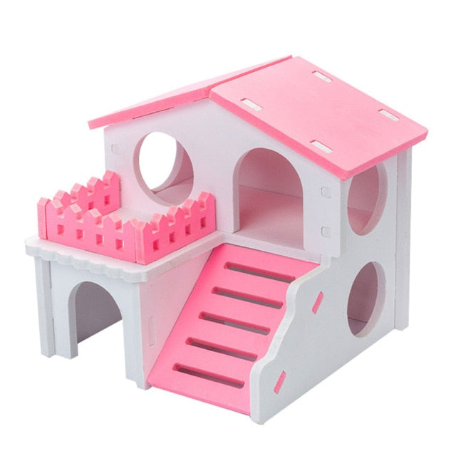 Soft Guinea Pig House Bed Cage for Hamster Pet Hamster House with Ladder Rabbit Nest Log Cabin Animal Sleeping Supply Pet Produt