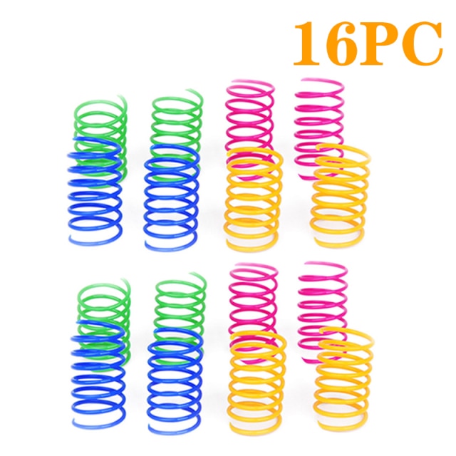 4/8/16/20pcs Kitten Cat Toys Wide Durable Heavy Gauge Cat Spring Toy Colorful Springs Cat Pet Toy Coil Spiral Springs Pet Intera
