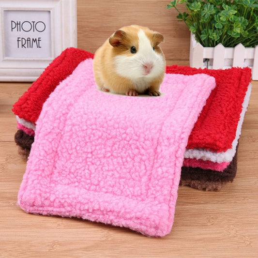 Double-sided Small Pet Warm Mat Plush Hamster Small Mat Guinea Pig Nest Mat Easy To Carry Rectangular Rabbit Bed Cushion Mat