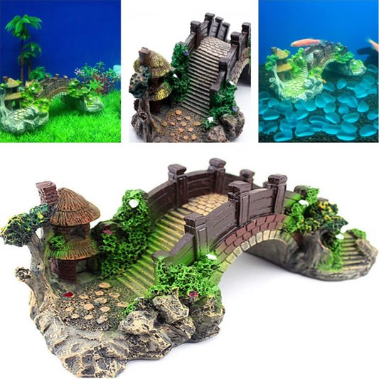 1pc Aquarium Castle Fish Tank Artificial Resin Bridge  Cave Aquarium Fish Tank Ornament Decoration Accessories Pet Accessories